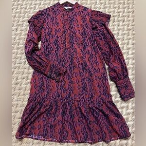 Koché Dress - Women's 4 Purple EUC - Magenta Python Buckle Mini Long-Sleeved